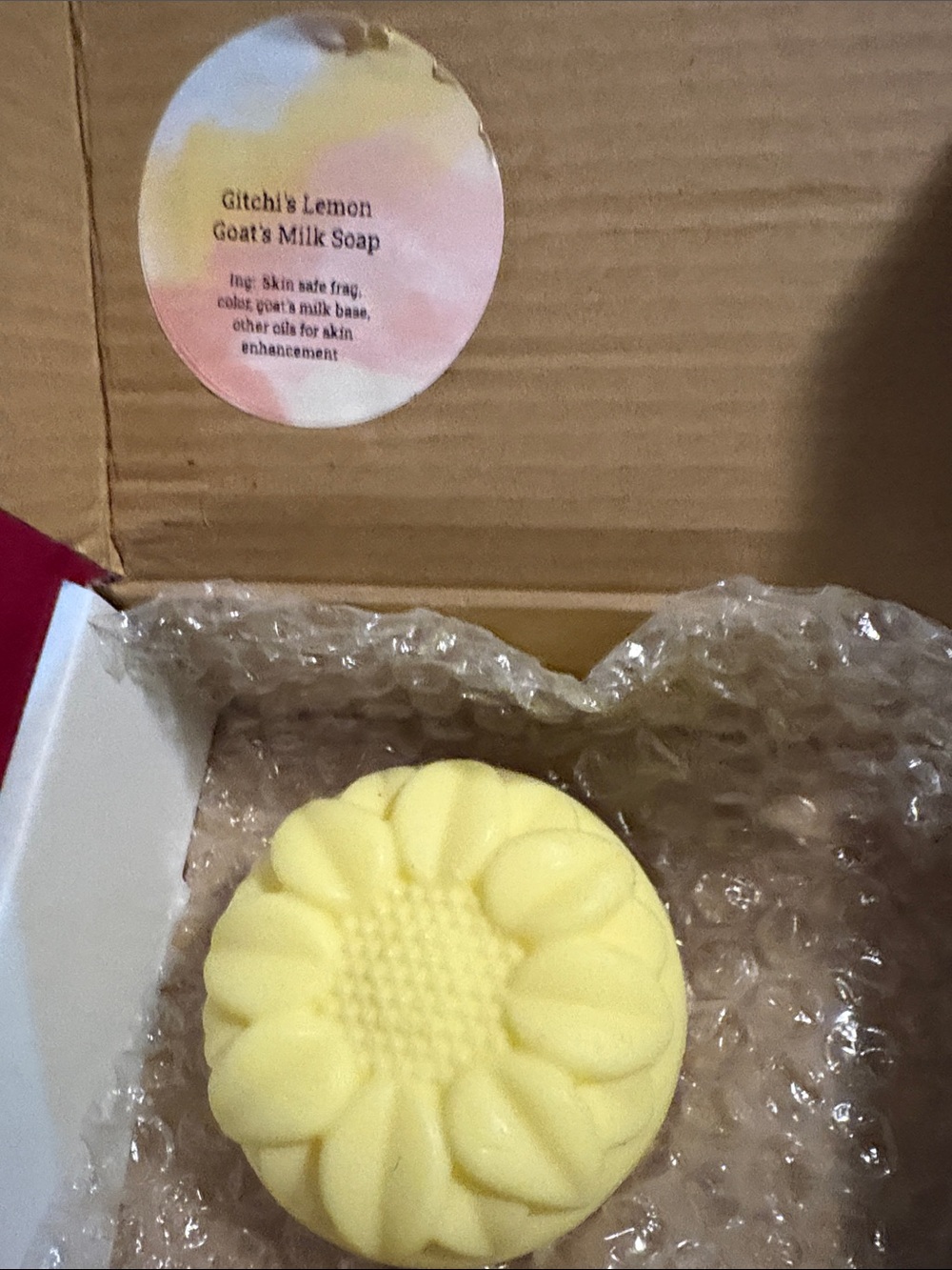 Lemon Goat's Milk Soap - Yellow Floral Bar - Picture 3 of 5